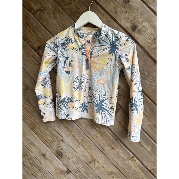 RUFFLE BUTTS Birds of Paradise Girls Long Sleeve Rash Guard Sz 10 Tween Swim - Picture 1 of 5